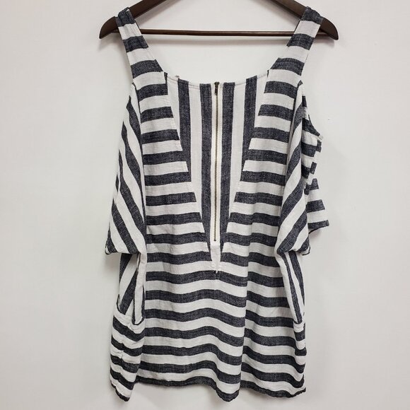 Soft Surroundings Women Cold Shoulder Sunset Tunic Size 1X Striped Beach Coastal - Picture 3 of 11